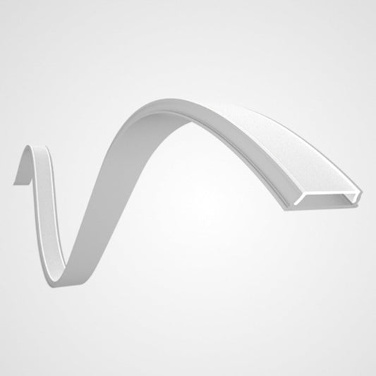 17x4mm Flexible LED Aluminum Profile Vertical Curve | Ultra-thin 4mm High-Flexibility Groove, suitable for arched cabinets, curved shelves, and circular niches, 10mm inner width, COB compatible, white PC diffuser, anodized silver, 1m/2m