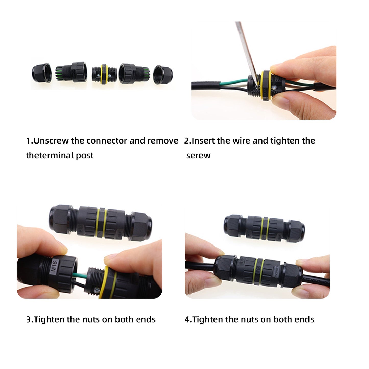 IP68 Waterproof Inline LED Connector - Heavy Duty Outdoor Cable Joiner 2-Pin to 6-Pin