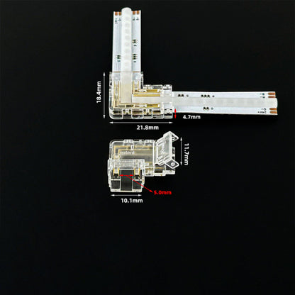 L-Shape Solderless Connector for COB & RGB LED Strips - Quick Snap-On Corner & Splice Solutions