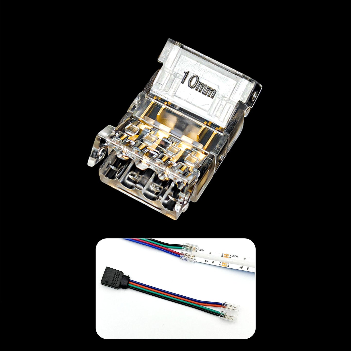 L-Shape Solderless Connector for COB & RGB LED Strips - Quick Snap-On Corner & Splice Solutions