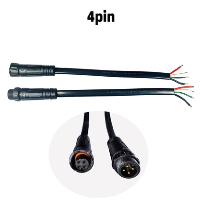 IP68 Waterproof LED Strip Connector - Solder-Free 2/3/4/5-Pin Male Female Plug, 40cm 22AWG Cable, Locking Nut