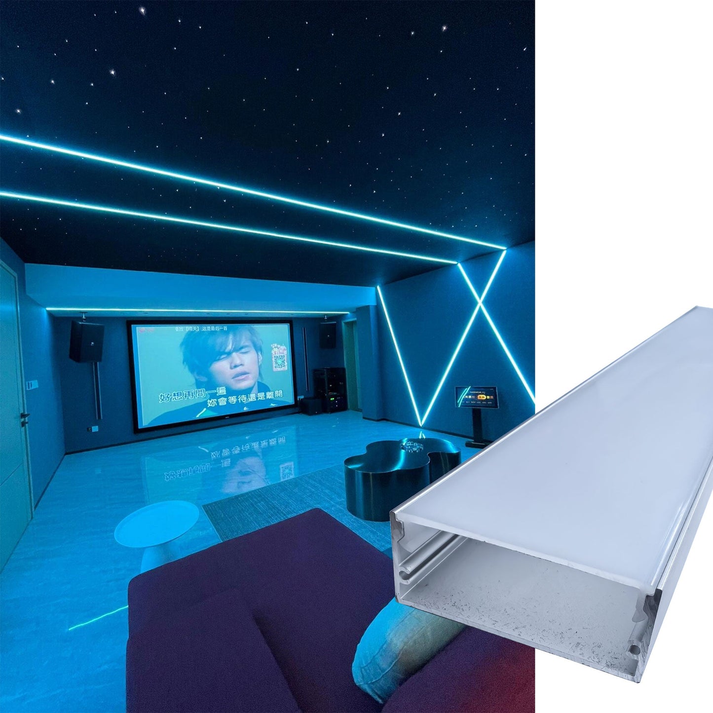 50x20mm Wide LED Aluminum Channel for Esports Rooms & Large Spaces