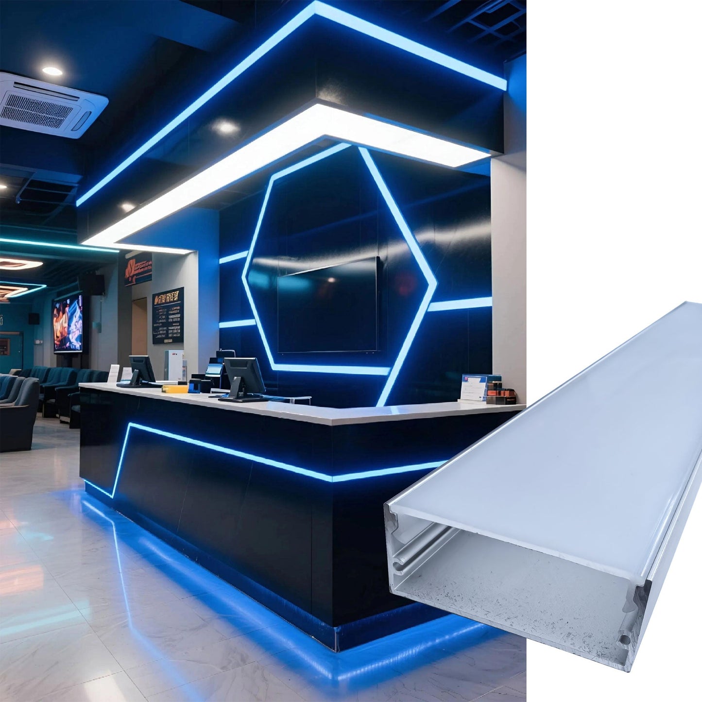 50x20mm Wide LED Aluminum Channel for Esports Rooms & Large Spaces