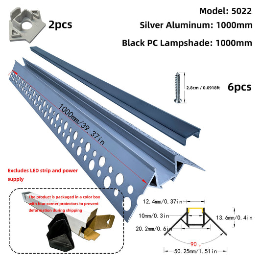 5022 Trimless LED Outer Corner Profile - Seamless 90° External Wall Corner (1m/2m)