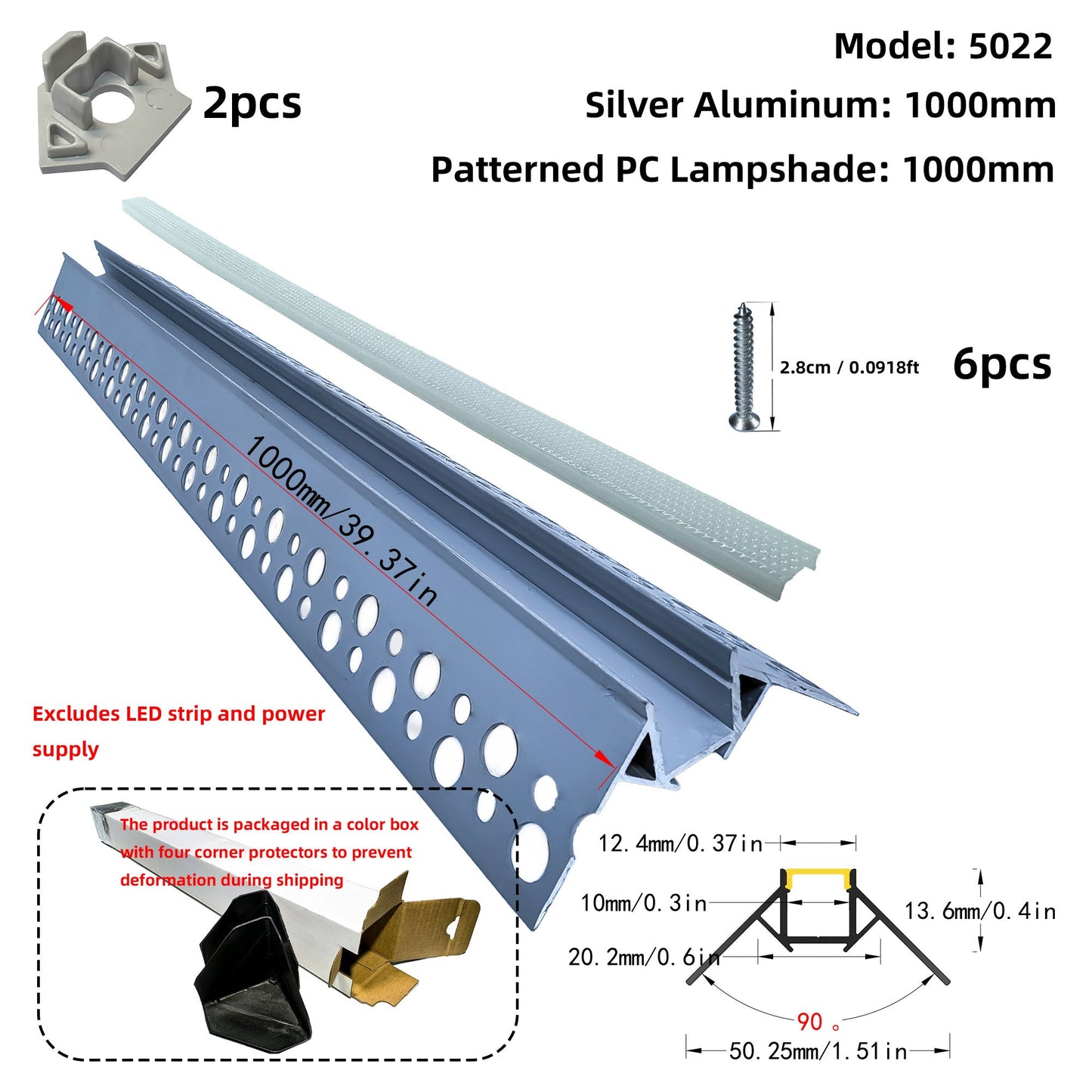 5022 Trimless LED Outer Corner Profile - Seamless 90° External Wall Corner (1m/2m)