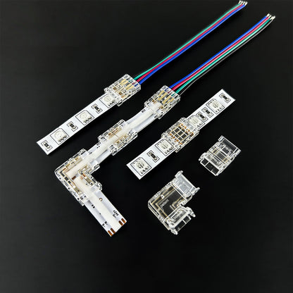 L-Shape Solderless Connector for COB & RGB LED Strips - Quick Snap-On Corner & Splice Solutions