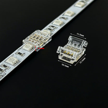 L-Shape Solderless Connector for COB & RGB LED Strips - Quick Snap-On Corner & Splice Solutions