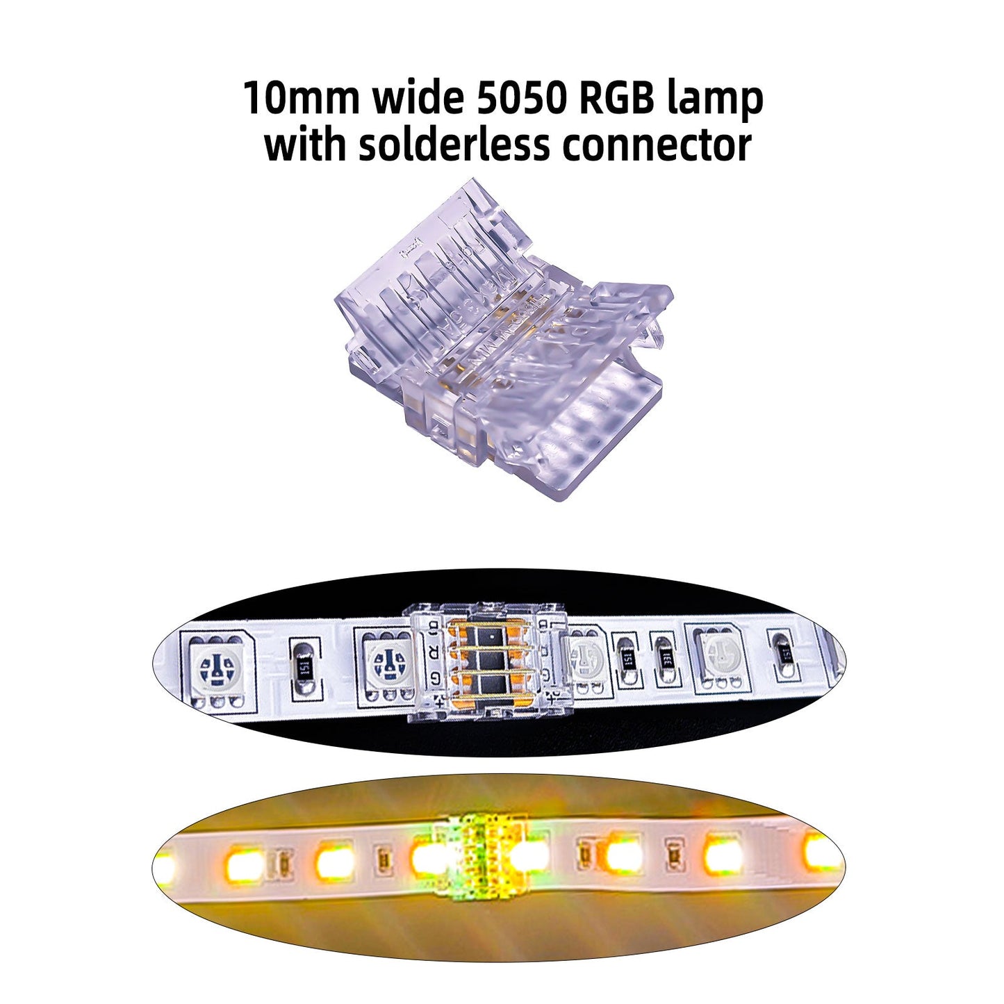 L-Shape Solderless Connector for COB & RGB LED Strips - Quick Snap-On Corner & Splice Solutions