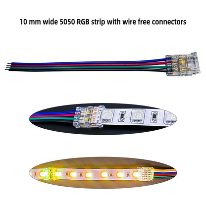 L-Shape Solderless Connector for COB & RGB LED Strips - Quick Snap-On Corner & Splice Solutions