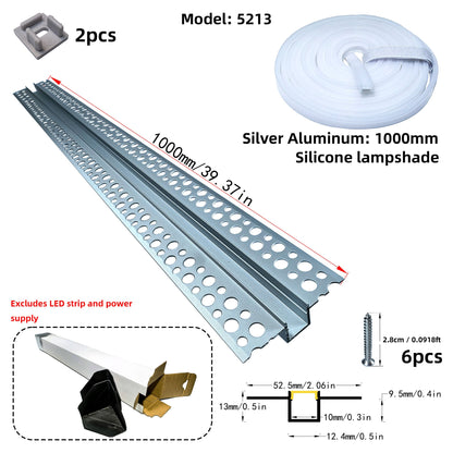 52x13mm Plaster-in LED Profile - Seamless Recessed Drywall Channel for Flush Linear Lighting