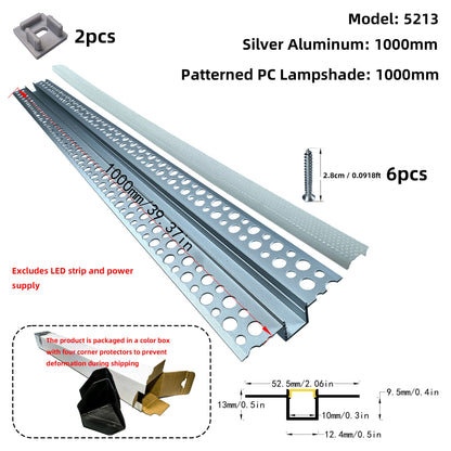52x13mm Plaster-in LED Profile - Seamless Recessed Drywall Channel for Flush Linear Lighting