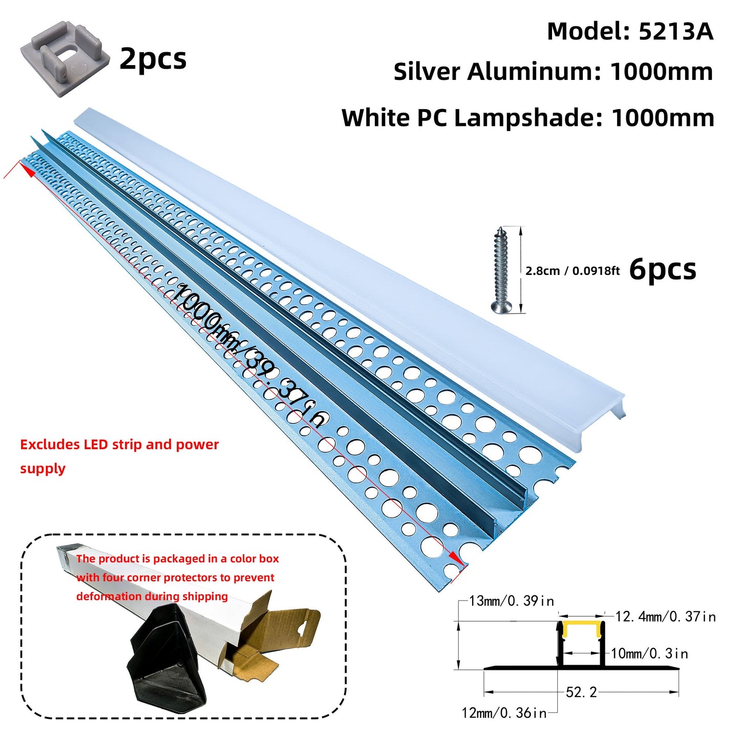 5213A Gypsum Board LED Profile - Recessed Linear Lighting Channel (1m/2m)