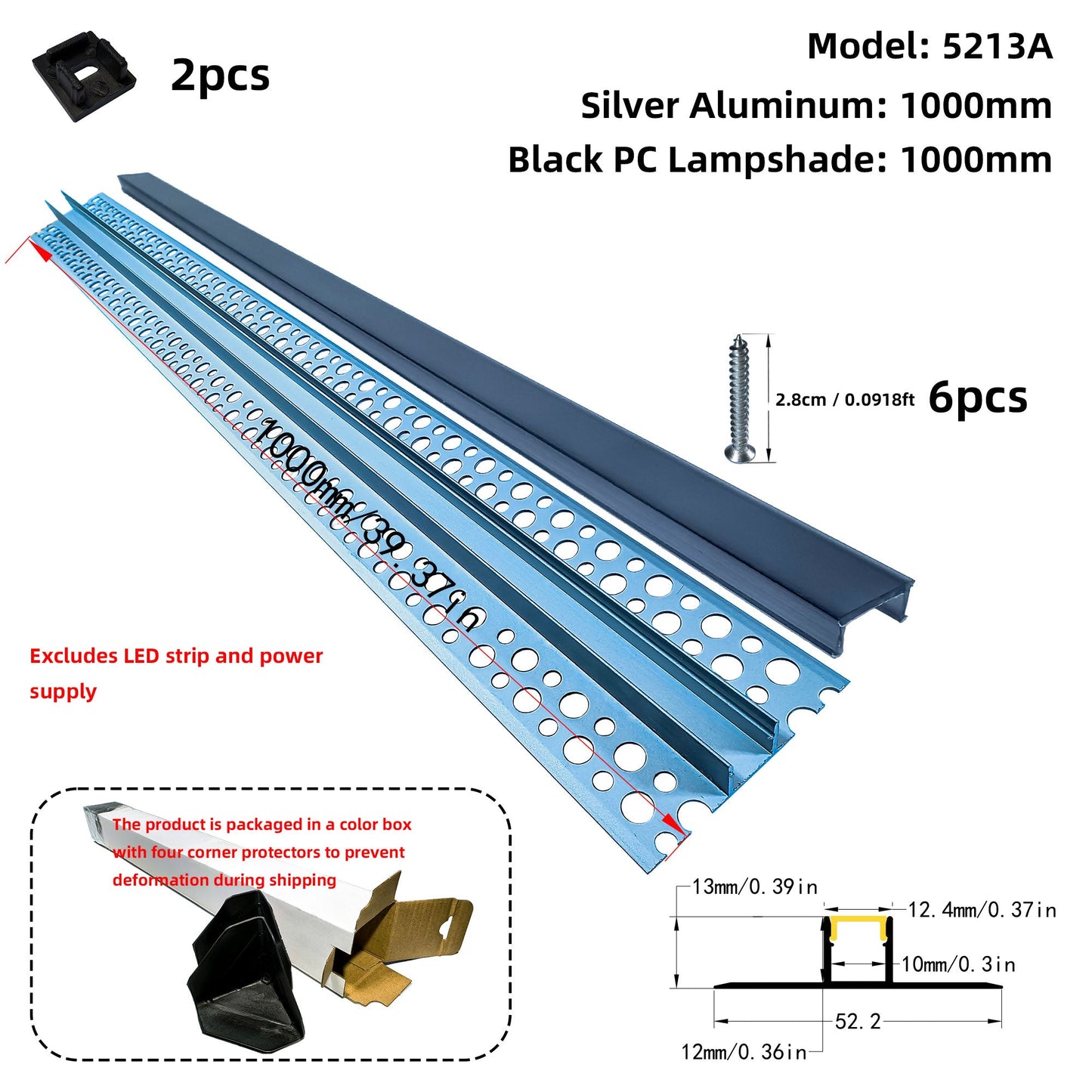 5213A Gypsum Board LED Profile - Recessed Linear Lighting Channel (1m/2m)