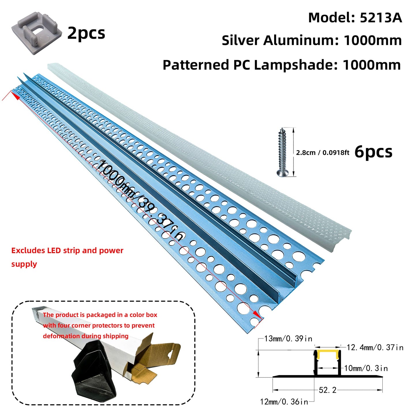 5213A Gypsum Board LED Profile - Recessed Linear Lighting Channel (1m/2m)