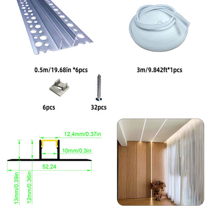 5213A Gypsum Board LED Profile - Recessed Linear Lighting Channel (1m/2m)