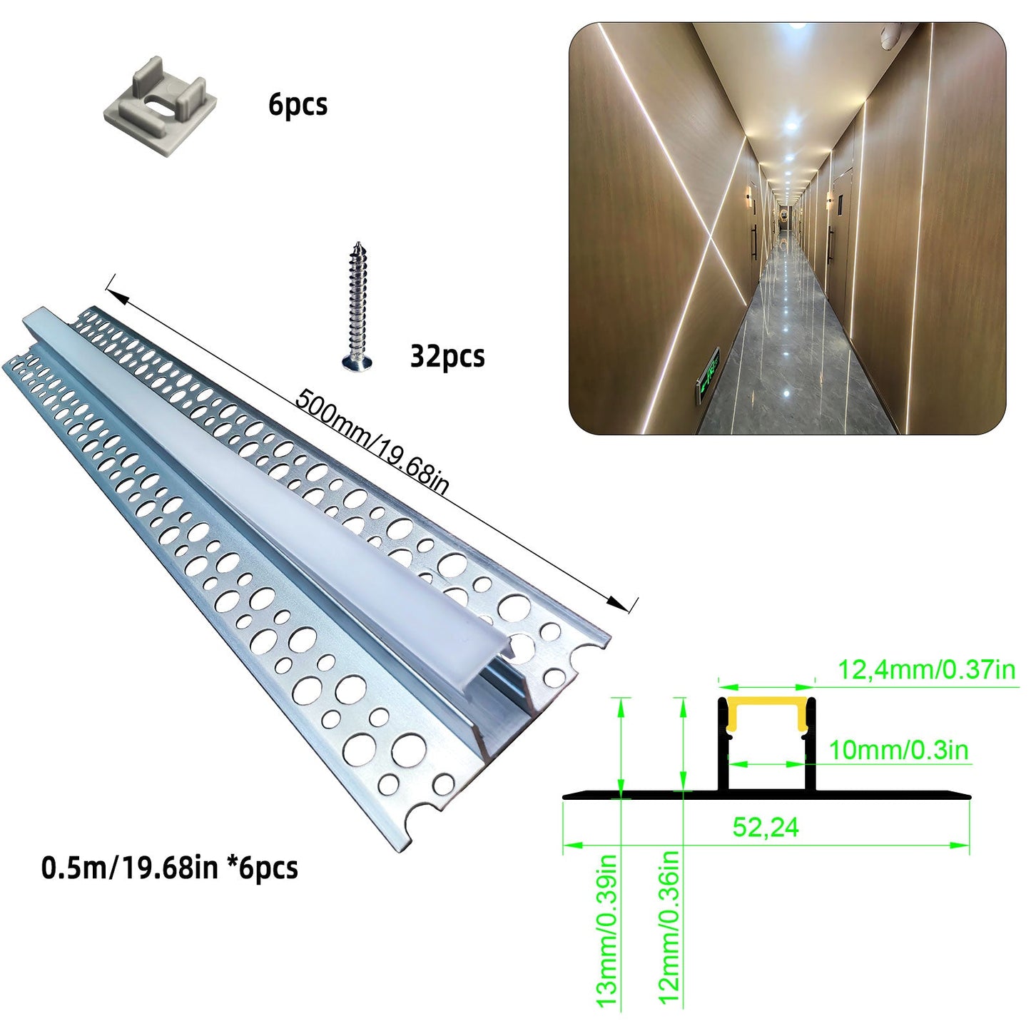 5213A Gypsum Board LED Profile - Recessed Linear Lighting Channel (1m/2m)