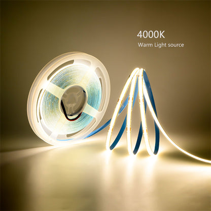 COB LED Strip Light 8mm - Dot-Free CRI90+ 3000K/4000K/6500K 12V/24V Flexible Cuttable for Under-Cabinet & Retail Displays