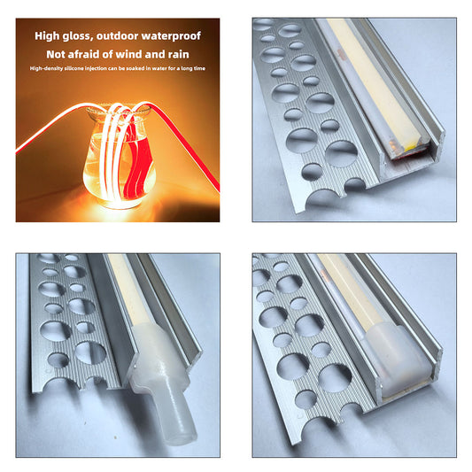 Model 3213 Recessed LED Aluminum Profile Channel for Tile and Stone Backsplashes - Recessed, slotless strip light holder for 12mm waterproof LED strips