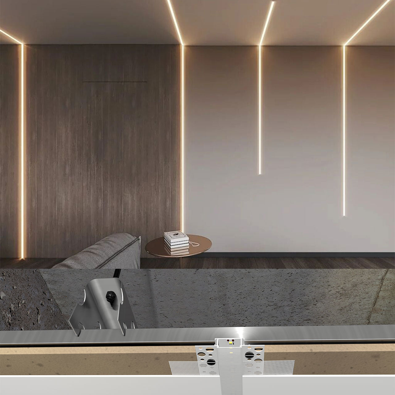 6114 Recessed Drywall LED Profile - Flush-Mount Linear Channel with PC/Silicone Diffuser (1m/2m)