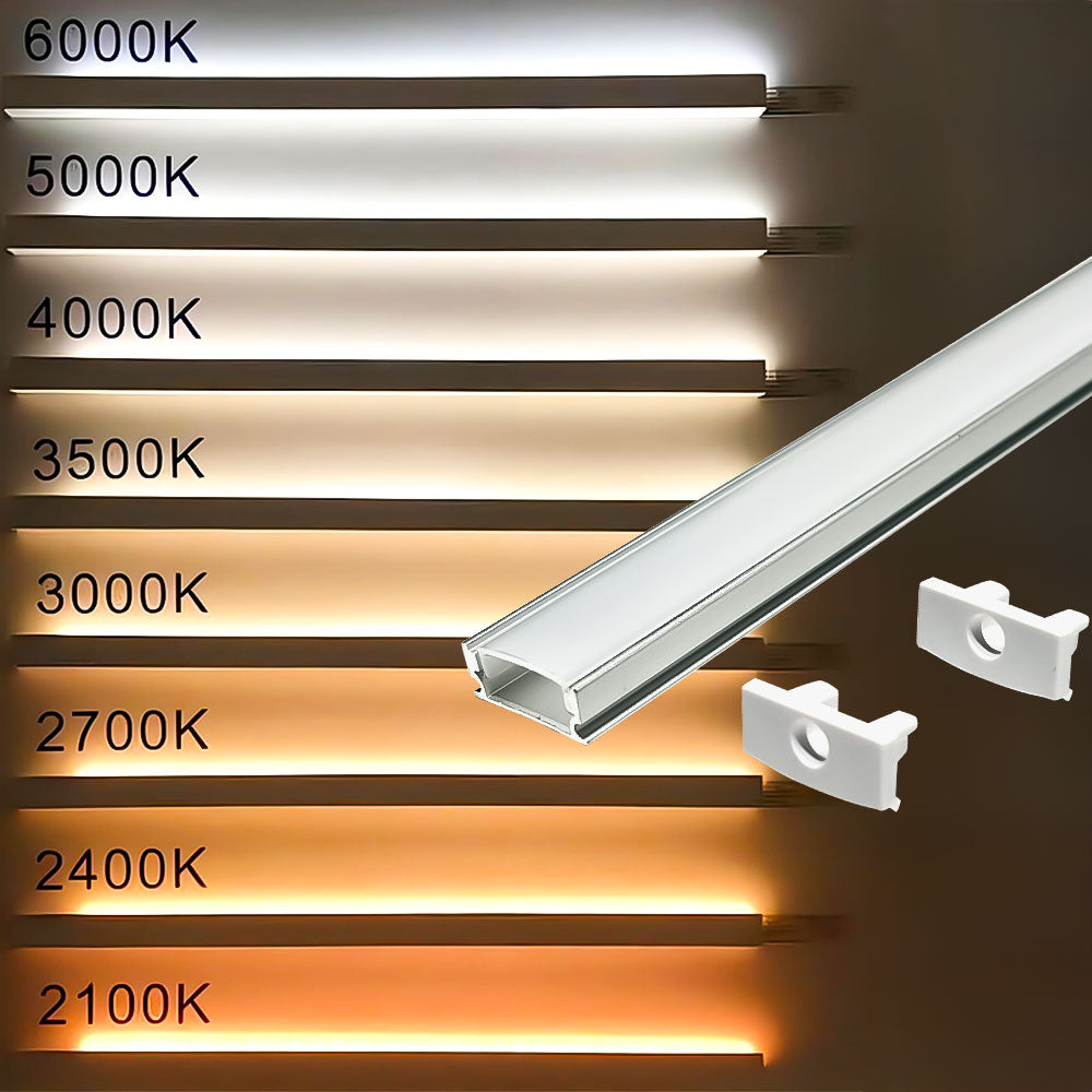 1707B 17mm LED Aluminum Profile for 8mm-12mm COB/SMD Strips - Surface-Mount Channel, No Routing, Black/Silver