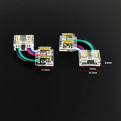 L-Shape Solderless Connector for COB & RGB LED Strips - Quick Snap-On Corner & Splice Solutions