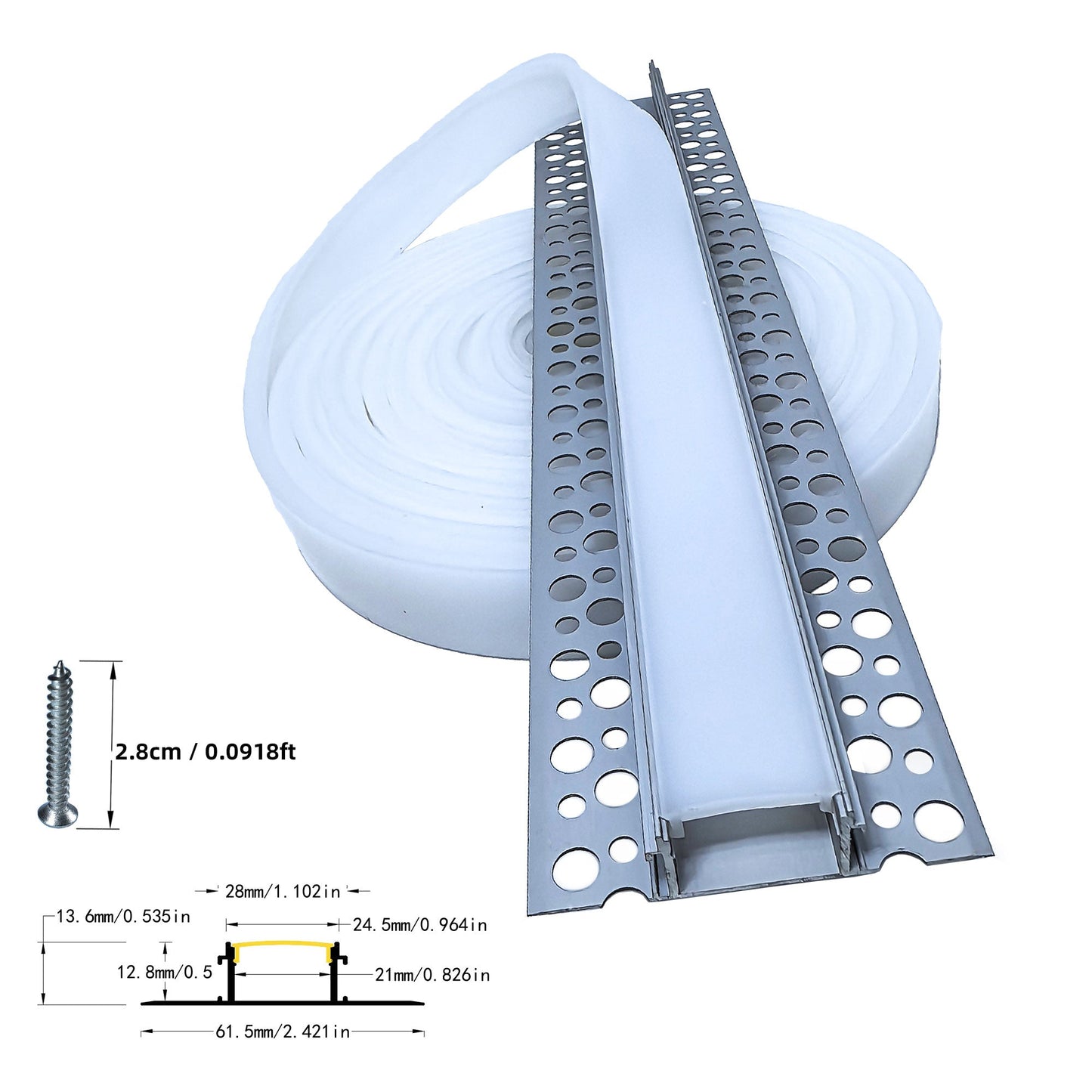 6114A Recessed Drywall LED Profile - Indirect Light Black/White Diffuser (1m/2m)