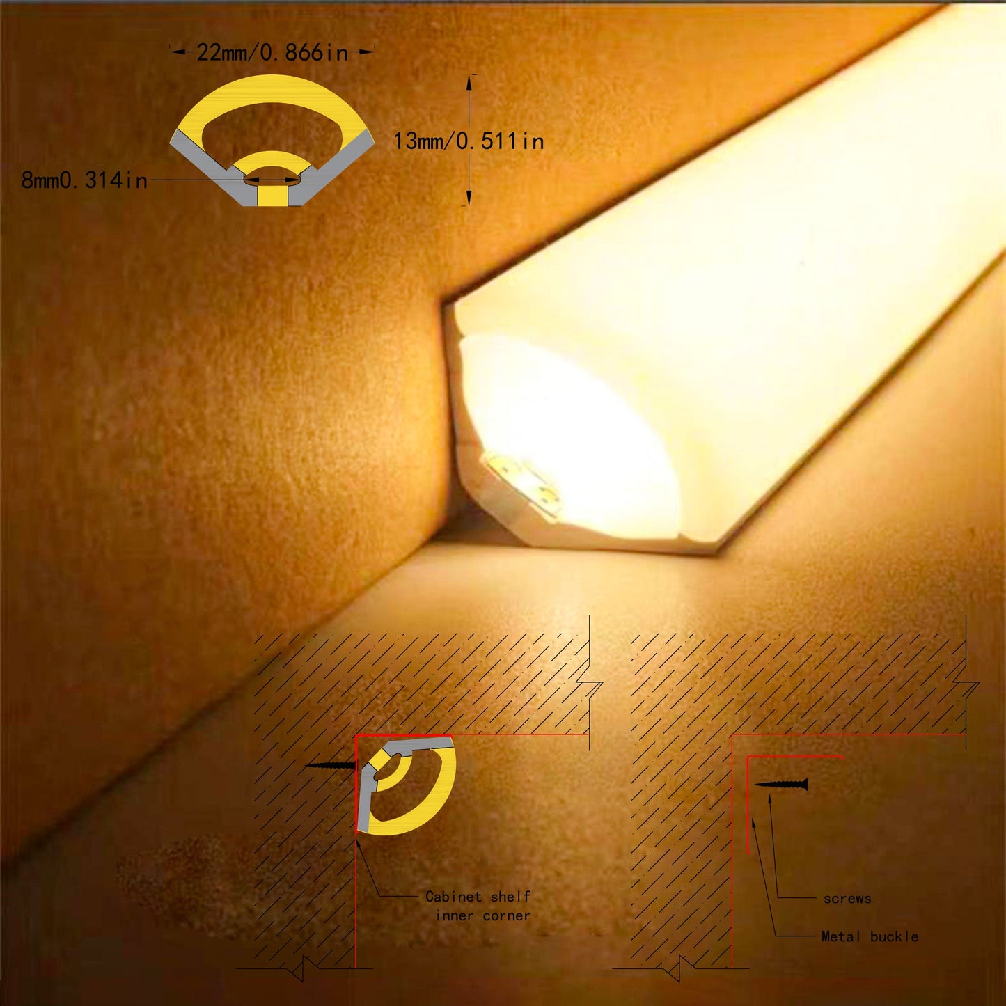 V16/V22 Triangular Silicone Neon Tube - Angled Profile for Wall & Corner LED Lighting