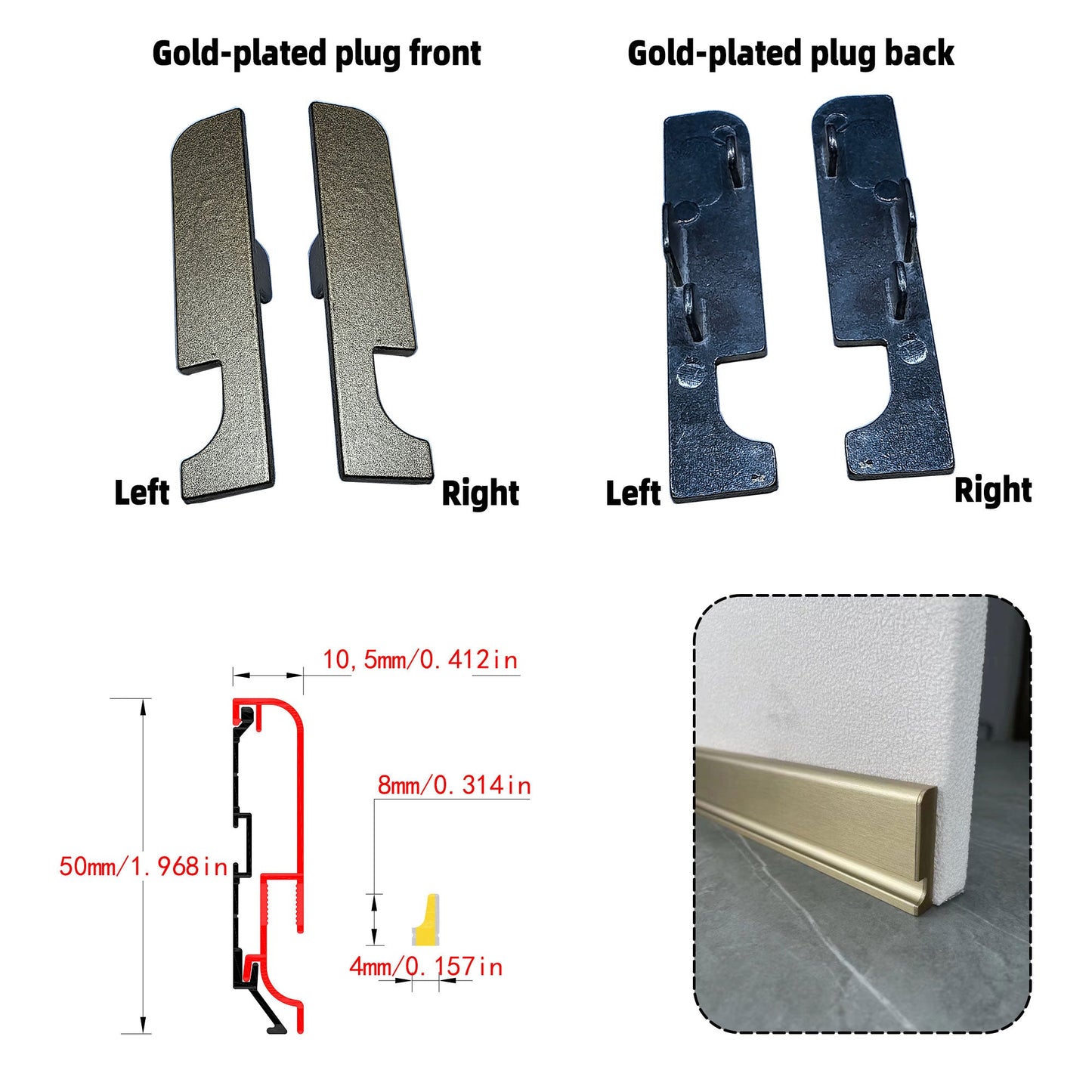 Surface Mount LED Skirting Board Profile with Silicone Cover (1m/2m)
