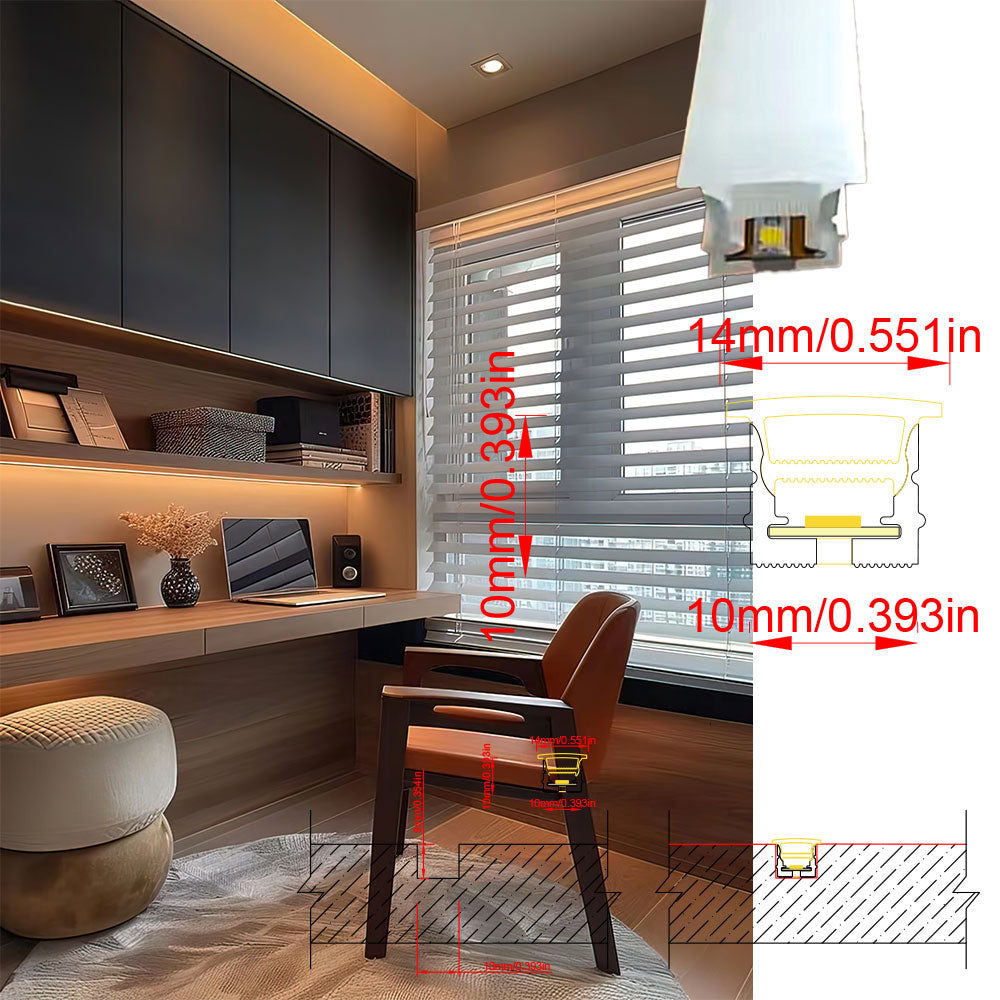 10x10mm LED Neon Flex Strip 24V - Complete Dot-Free Silicone Neon Light with Solder-Free Connectors