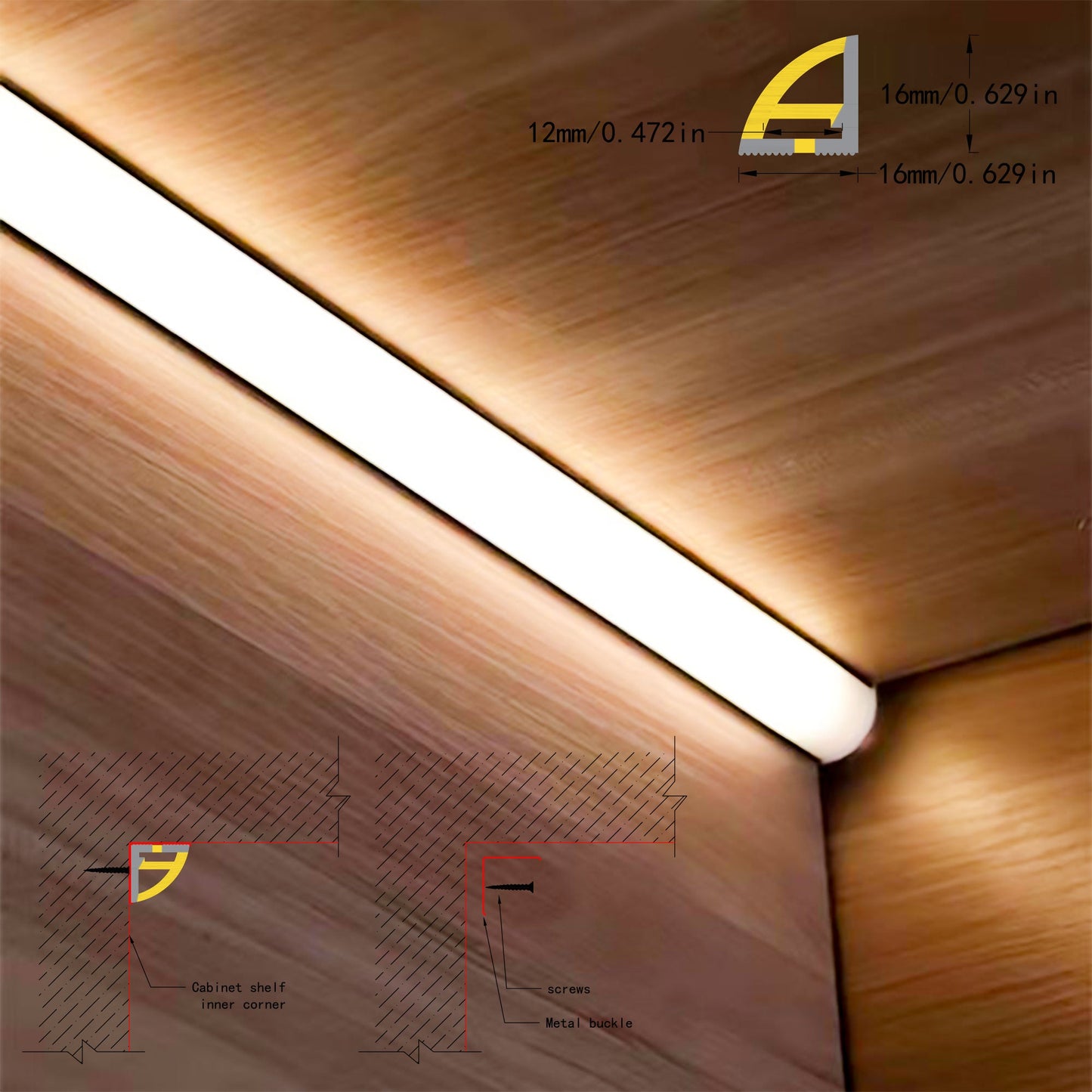V16/V22 Triangular Silicone Neon Tube - Angled Profile for Wall & Corner LED Lighting