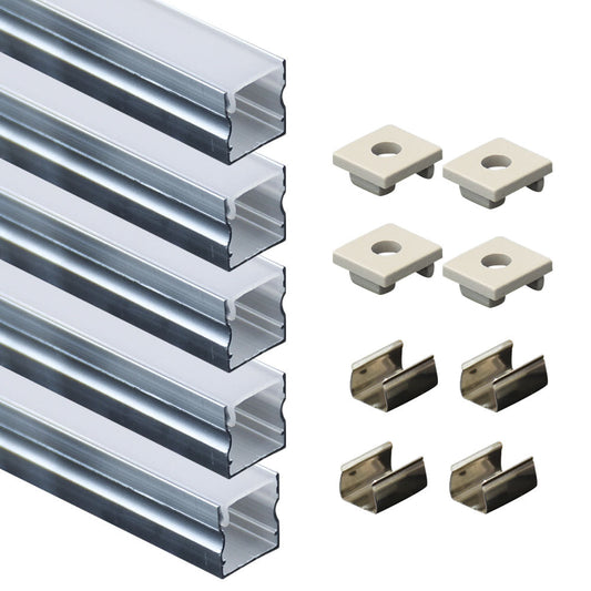 10*10 ultra-thin LED aluminum profile, suitable for 3mm/5mm COB SMD light strips, near-invisible surface mounting profile, suitable for cabinets, jewelry display cases, and edge lighting of lower shelves in compact cabinets, anodized silver/matte black.