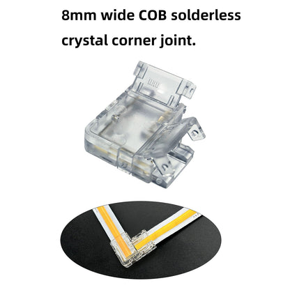 L-Shape Solderless Connector for COB & RGB LED Strips - Quick Snap-On Corner & Splice Solutions