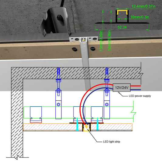 5213A Gypsum Board LED Profile - Recessed Linear Lighting Channel (1m/2m)