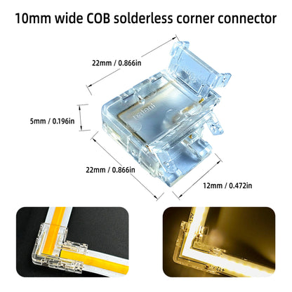 L-Shape Solderless Connector for COB & RGB LED Strips - Quick Snap-On Corner & Splice Solutions