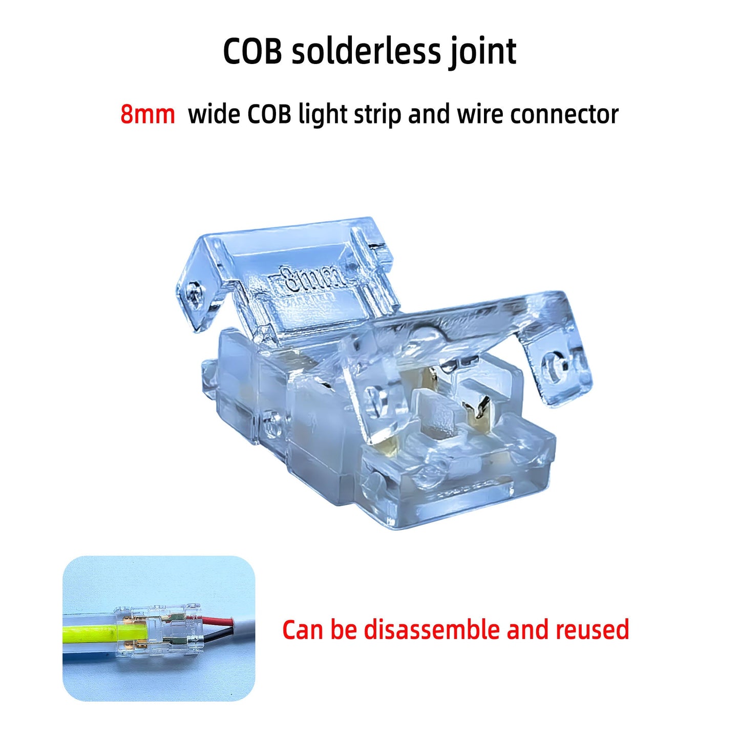 L-Shape Solderless Connector for COB & RGB LED Strips - Quick Snap-On Corner & Splice Solutions