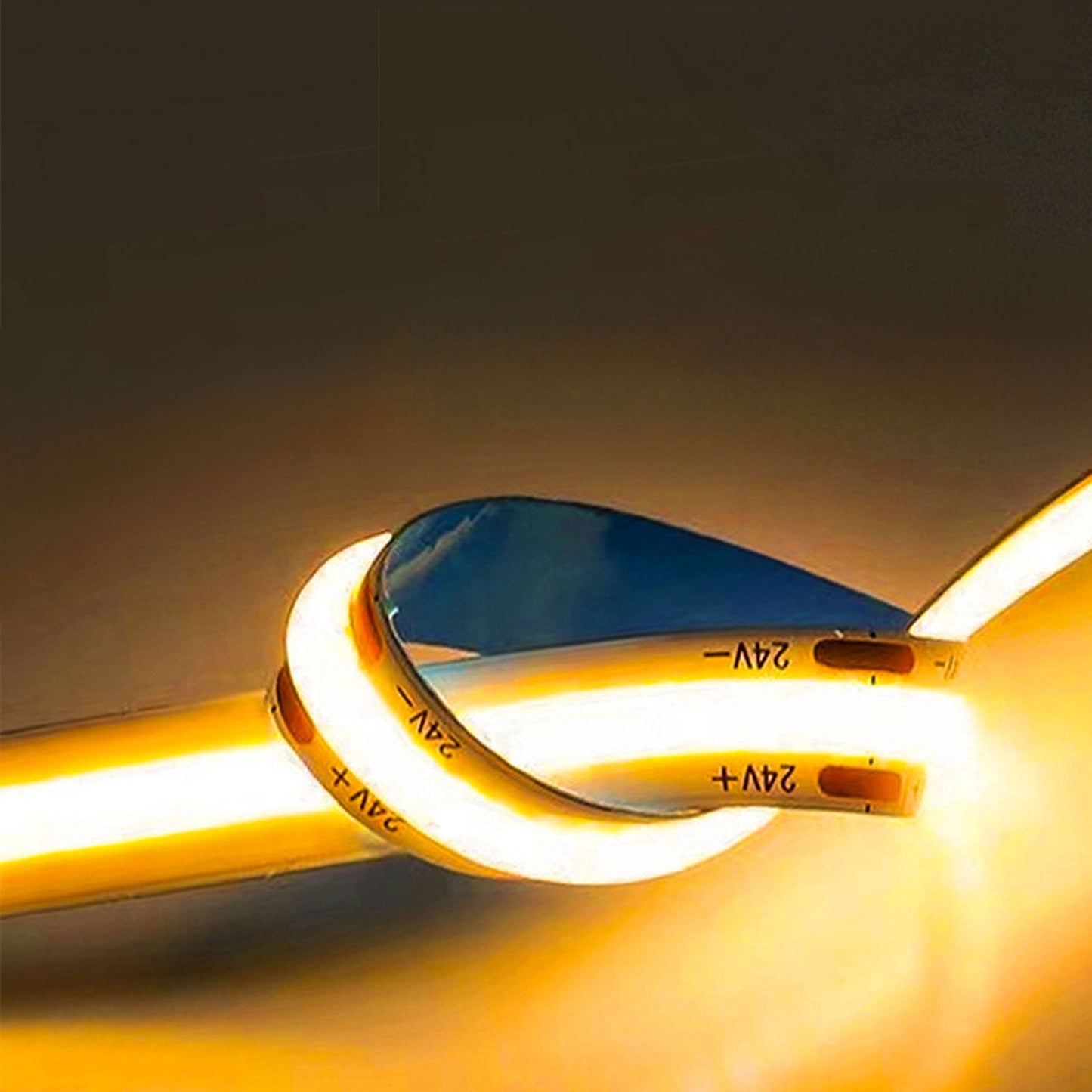 COB LED Strip Light 400 LEDs/m - 12V/24V 3-5mm Ultra-Narrow Width with Adhesive (5m/10m)