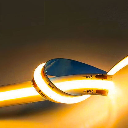 COB LED Strip Light 400 LEDs/m - 12V/24V 3-5mm Ultra-Narrow Width with Adhesive (5m/10m)