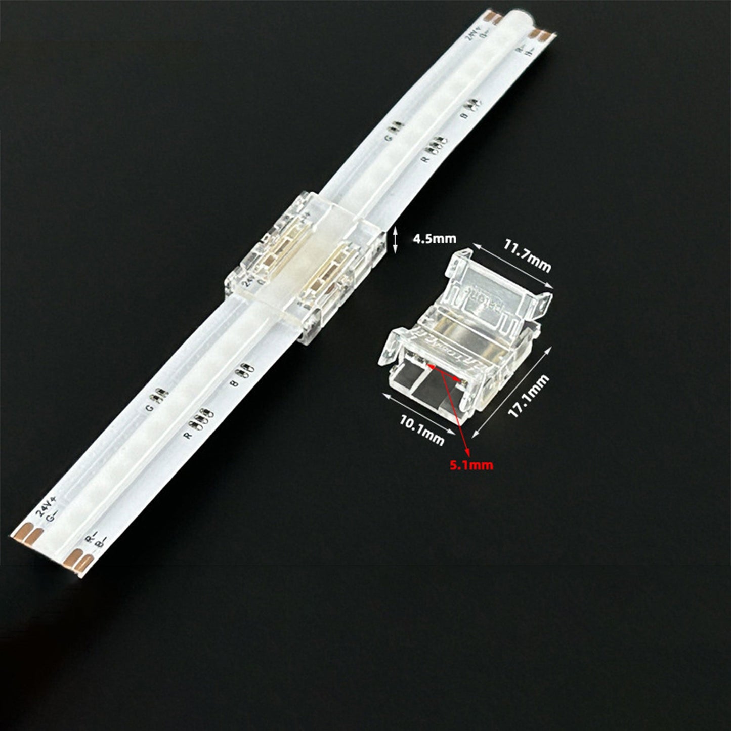 L-Shape Solderless Connector for COB & RGB LED Strips - Quick Snap-On Corner & Splice Solutions