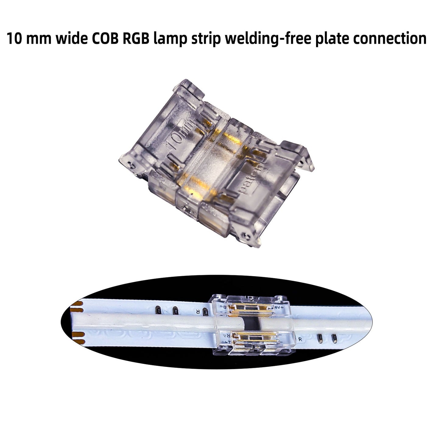 L-Shape Solderless Connector for COB & RGB LED Strips - Quick Snap-On Corner & Splice Solutions