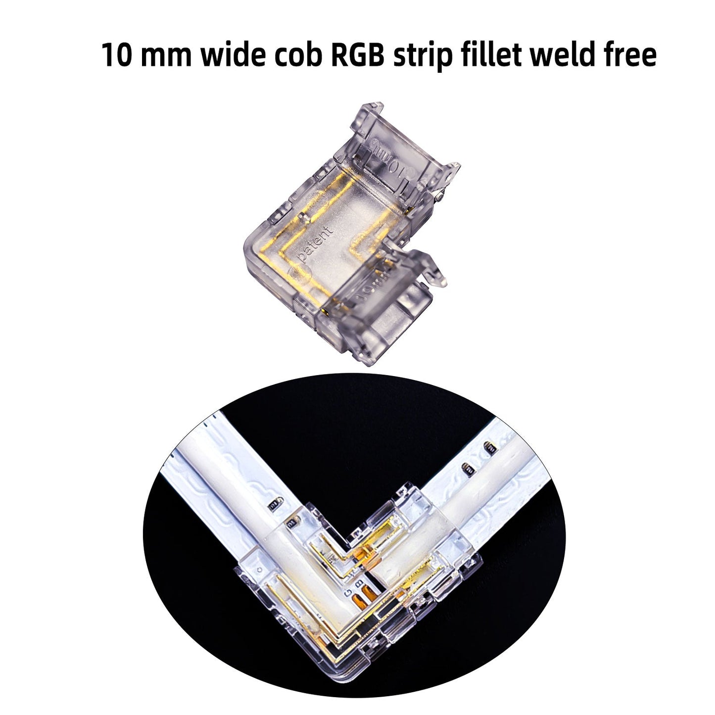 L-Shape Solderless Connector for COB & RGB LED Strips - Quick Snap-On Corner & Splice Solutions