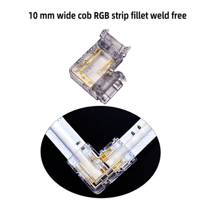 L-Shape Solderless Connector for COB & RGB LED Strips - Quick Snap-On Corner & Splice Solutions
