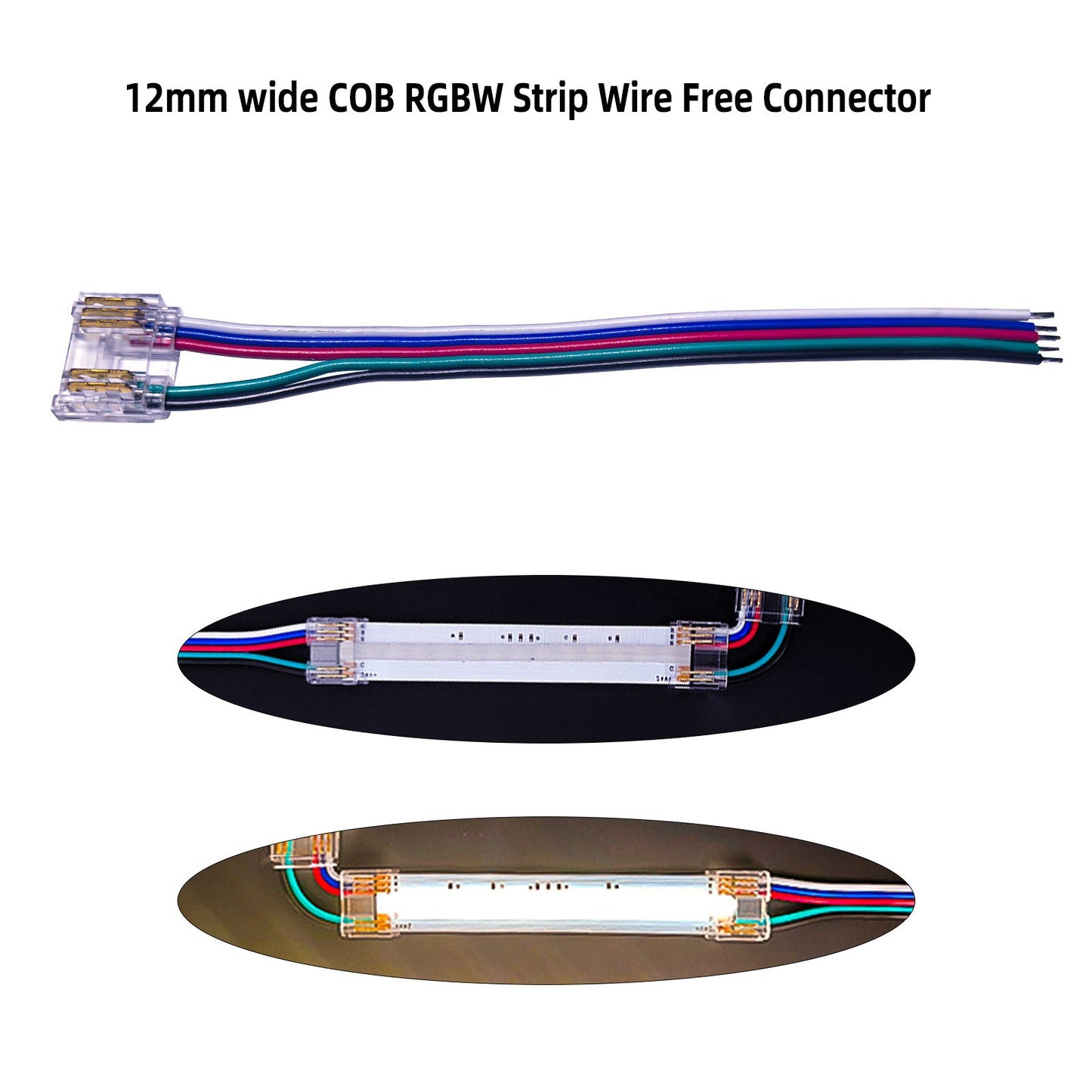 L-Shape Solderless Connector for COB & RGB LED Strips - Quick Snap-On Corner & Splice Solutions