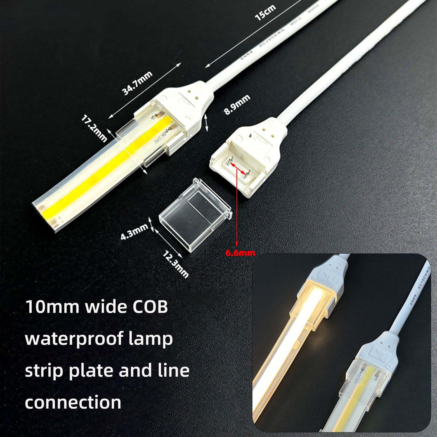 Waterproof COB LED Strip Light IP68 - 24V 10W/m 320 LEDs/m Indoor/Outdoor (3m-100m)
