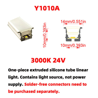 10x10mm LED Neon Flex Strip 24V - Complete Dot-Free Silicone Neon Light with Solder-Free Connectors