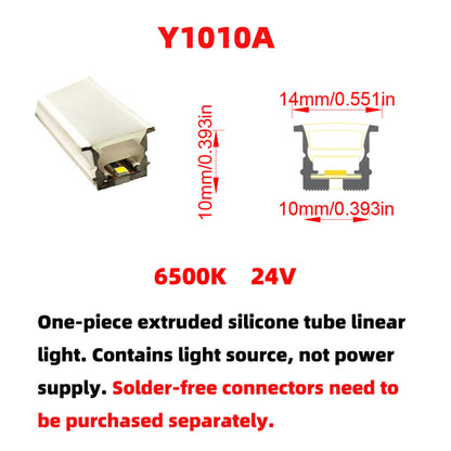 10x10mm LED Neon Flex Strip 24V - Complete Dot-Free Silicone Neon Light with Solder-Free Connectors