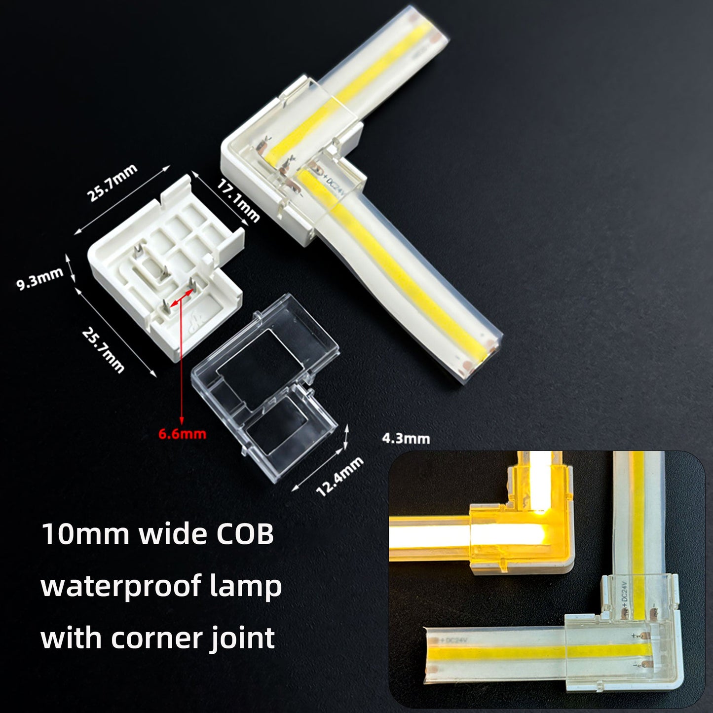 Waterproof COB LED Strip Light IP68 - 24V 10W/m 320 LEDs/m Indoor/Outdoor (3m-100m)