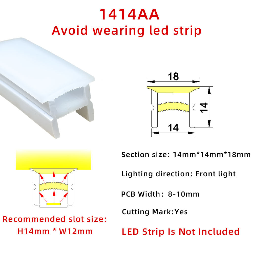 14x14mm Silicone Neon Tube for COB &amp; SMD LED Strips - Flexible Square Profile