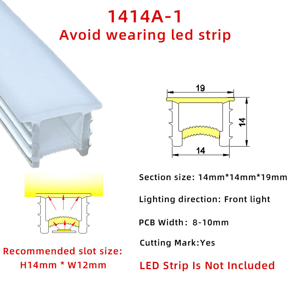 14x14mm Silicone Neon Tube for COB &amp; SMD LED Strips - Flexible Square Profile