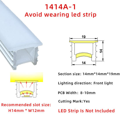 14x14mm Silicone Neon Tube for COB &amp; SMD LED Strips - Flexible Square Profile