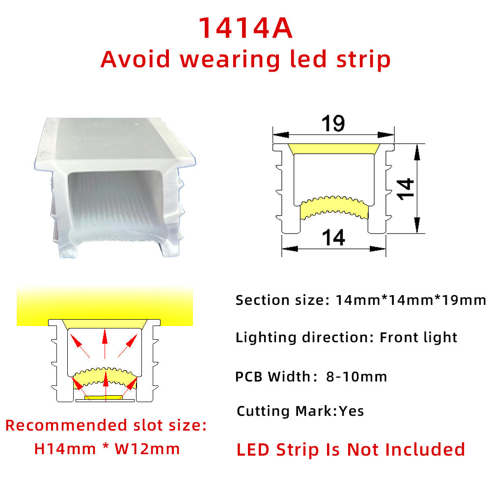 14x14mm Silicone Neon Tube for COB &amp; SMD LED Strips - Flexible Square Profile